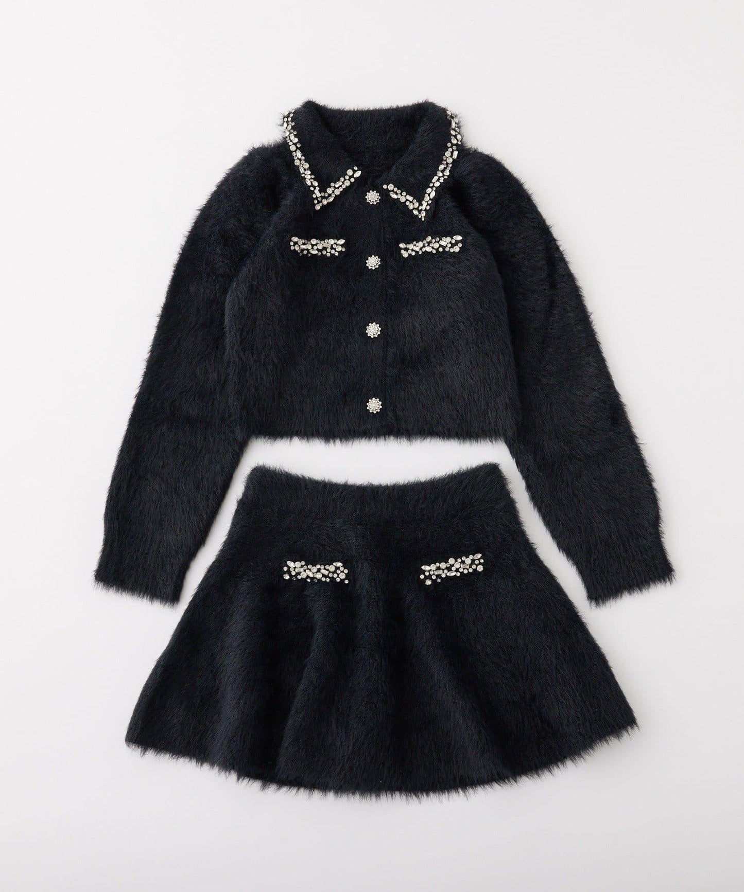 【Twinkle Collection】鑲嵌寶石羽毛針織套裝