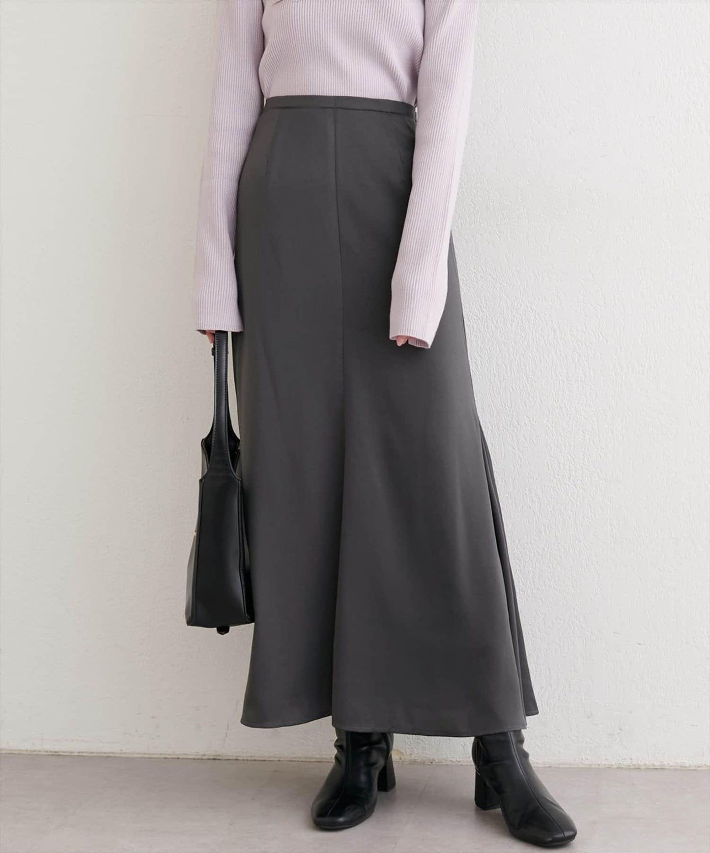 帶蝴蝶結腰帶緞面半身裙