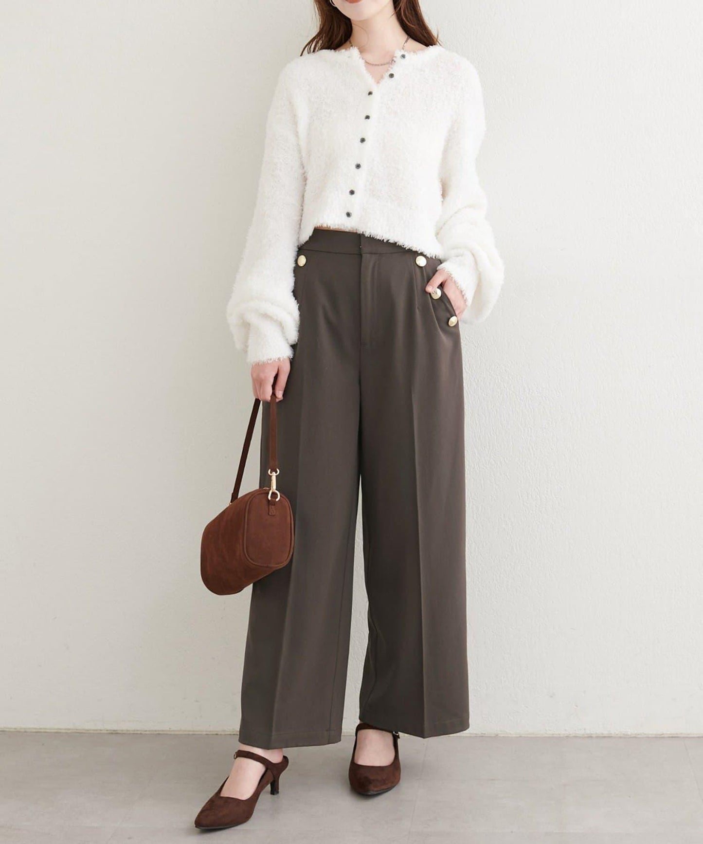 【natural couture】側邊扣長褲