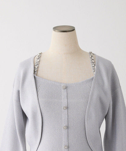 【Twinkle Collection】袖部毛絨短外套+亮片吊帶上衣套裝