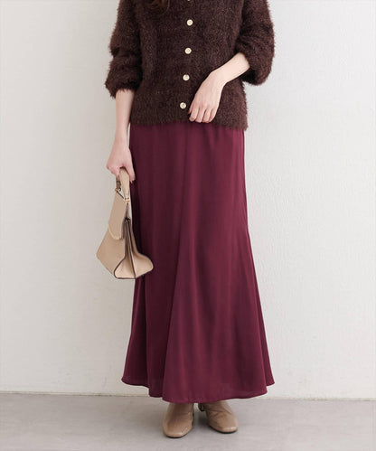 帶蝴蝶結腰帶緞面半身裙