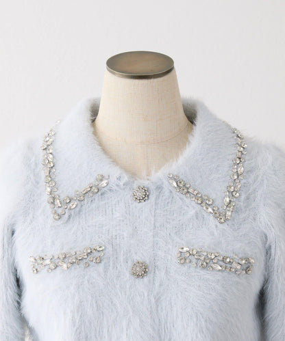 【Twinkle Collection】鑲嵌寶石羽毛針織套裝