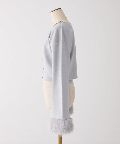 【Twinkle Collection】袖部毛絨短外套+亮片吊帶上衣套裝