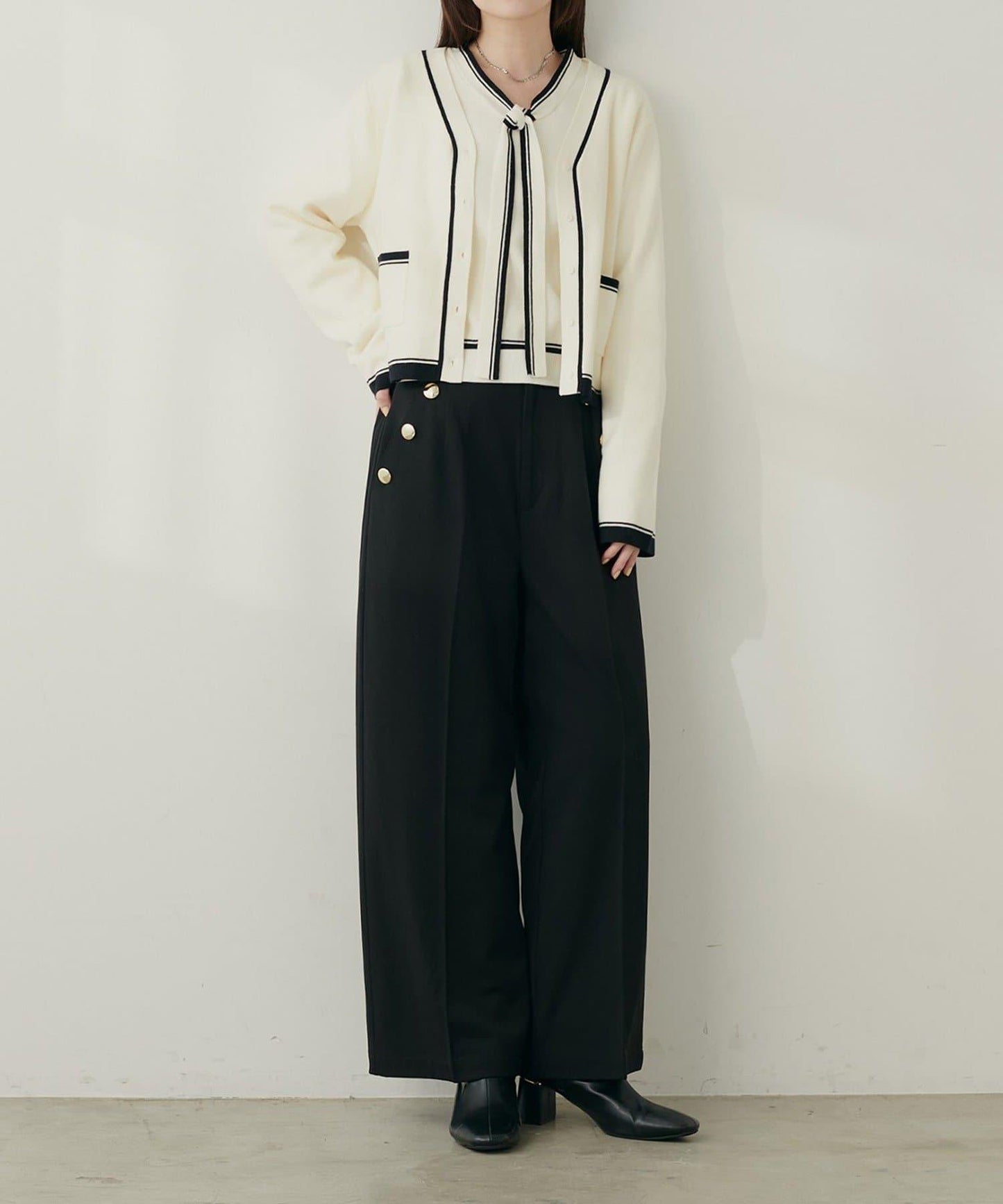 【natural couture】側邊扣長褲