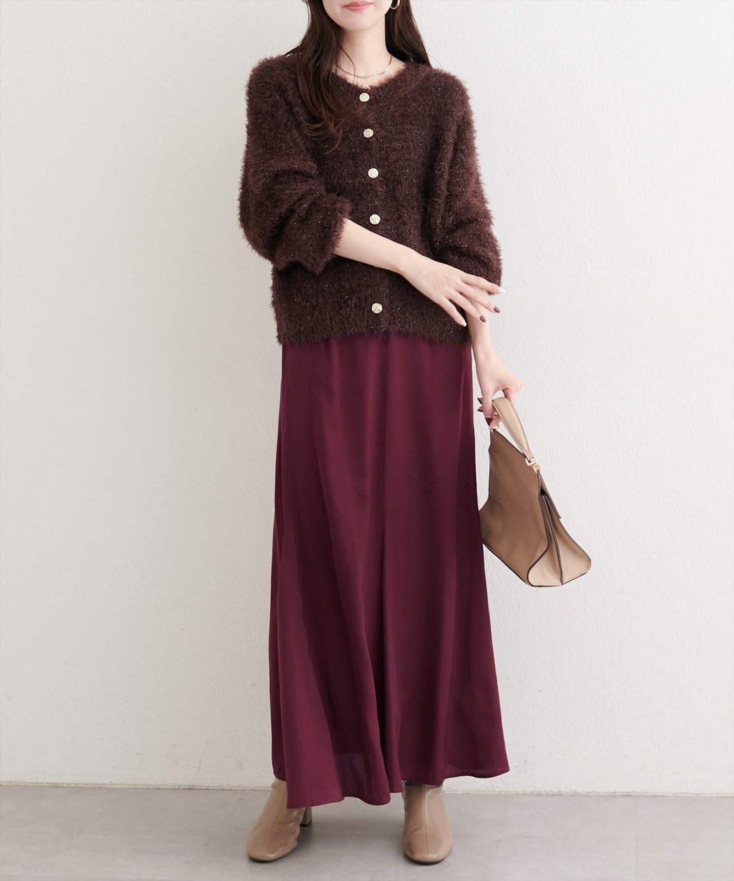 帶蝴蝶結腰帶緞面半身裙