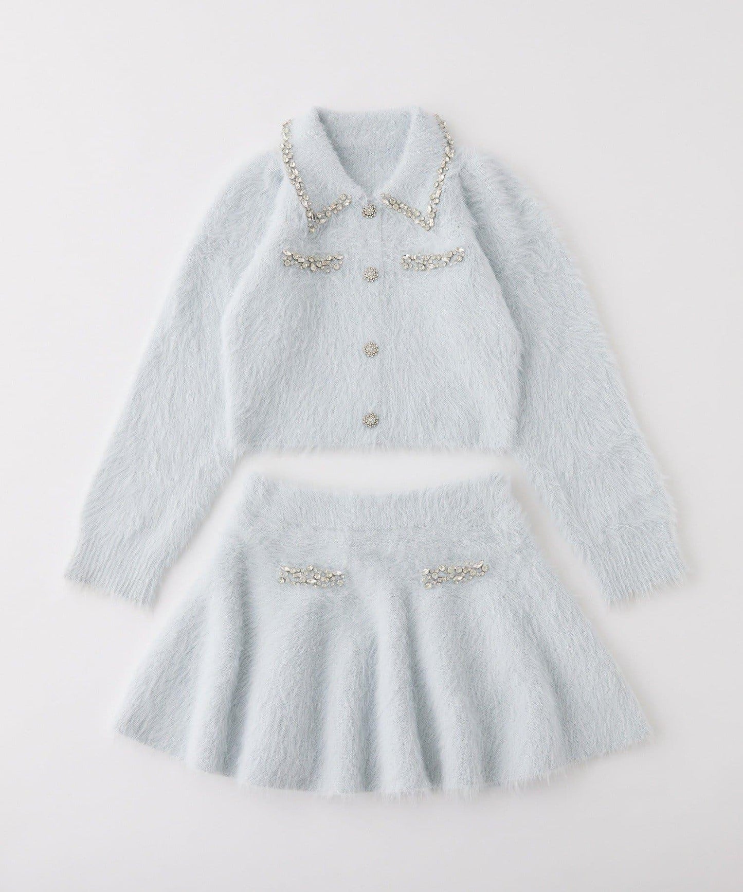 【Twinkle Collection】鑲嵌寶石羽毛針織套裝