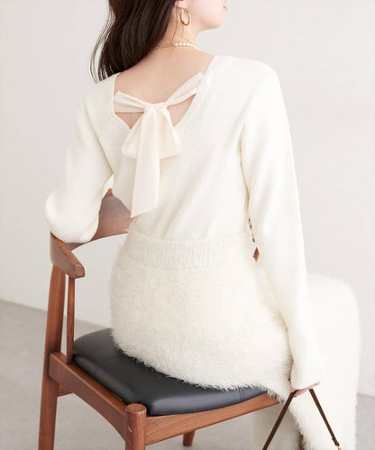 帶蝴蝶結多穿法針織衫