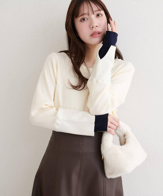 袖口拼接針織衫