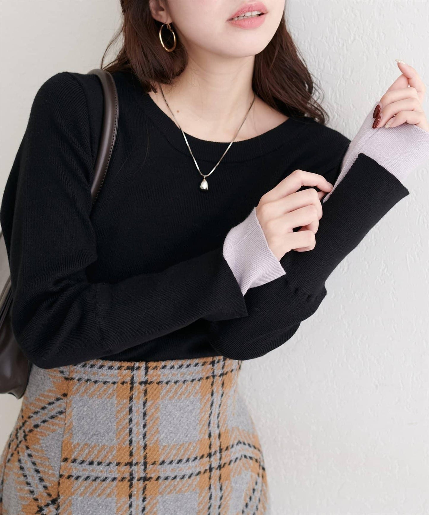 袖口拼接針織衫