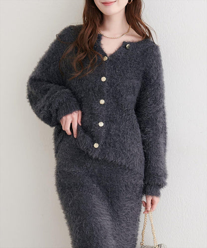 亮片羽毛船領針織套頭衫