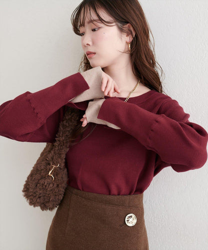 袖口拼接針織衫