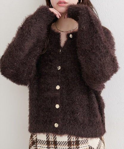 亮片羽毛船領針織套頭衫