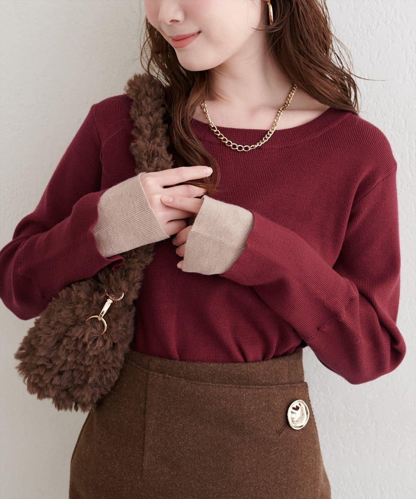 袖口拼接針織衫