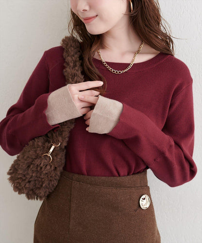 袖口拼接針織衫