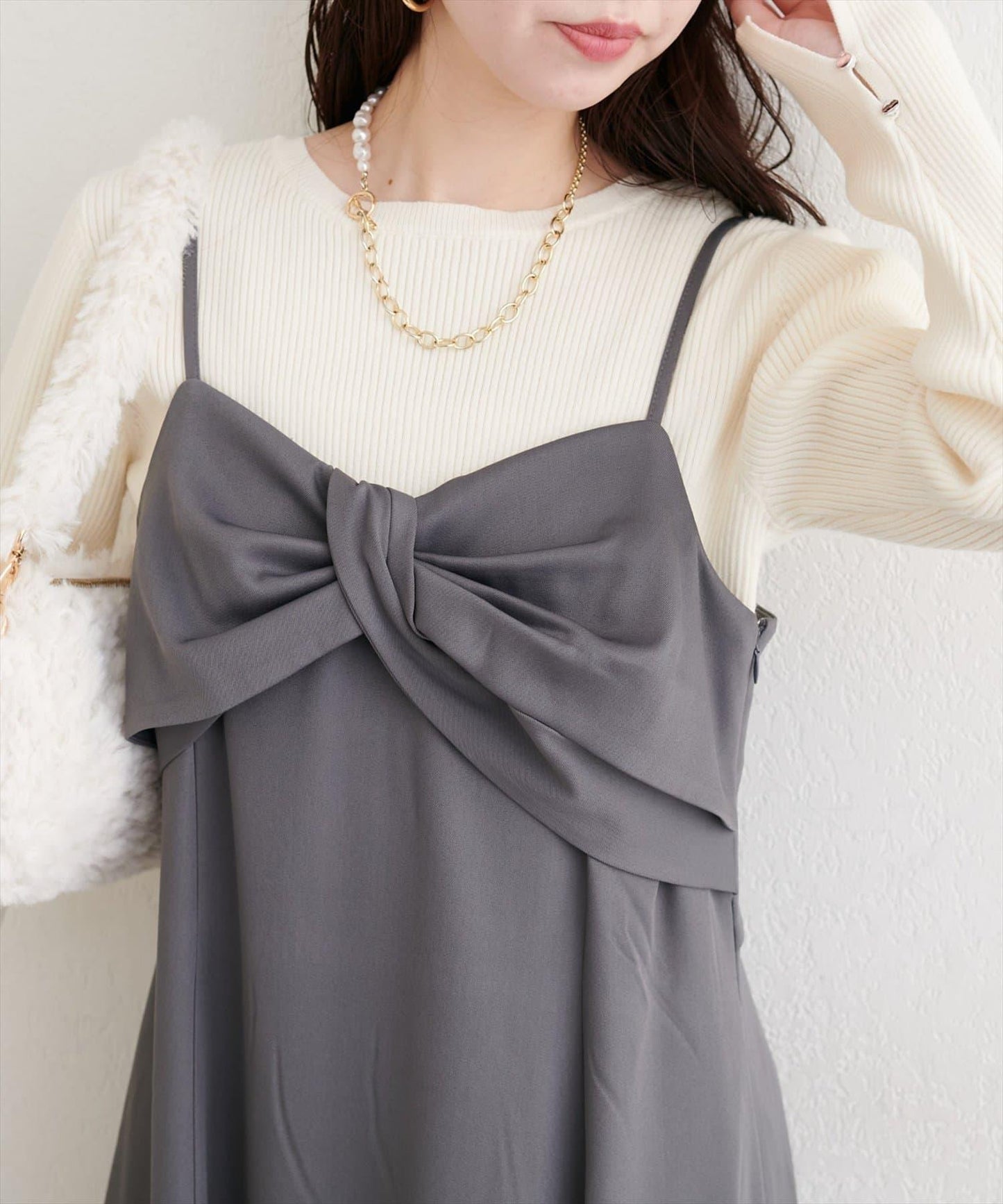 帶蝴蝶結多穿法針織衫