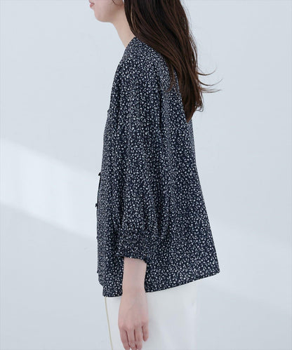 【natural couture】翻領袖口抽褶襯衫