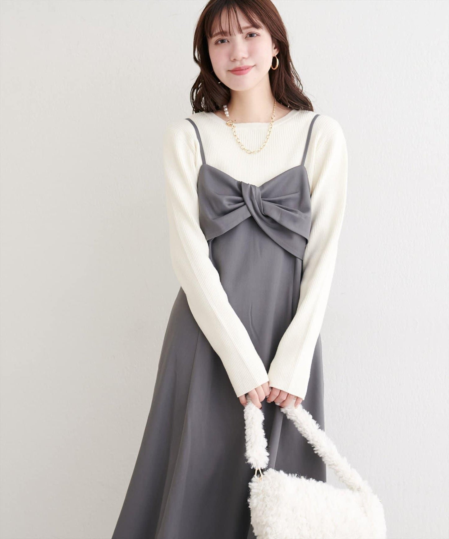 帶蝴蝶結多穿法針織衫