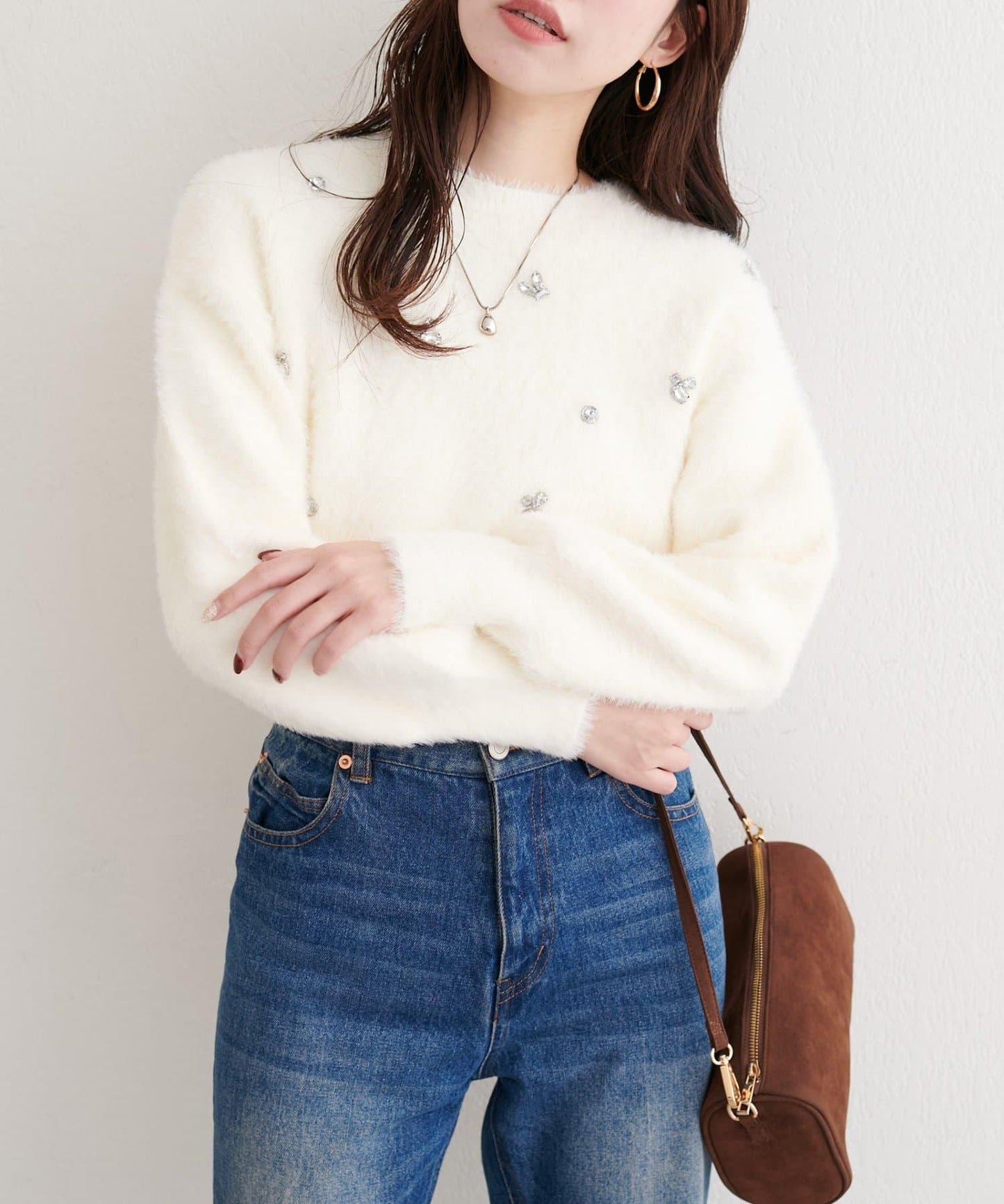 蓬鬆毛絨裝飾針織衫