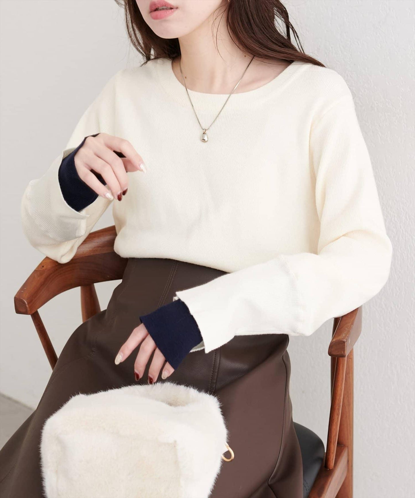 袖口拼接針織衫