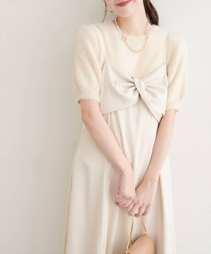 【natural couture】羽毛紗短袖針織套頭衫