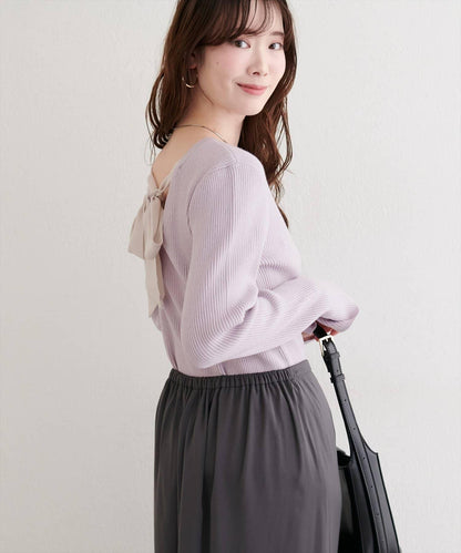 帶蝴蝶結多穿法針織衫