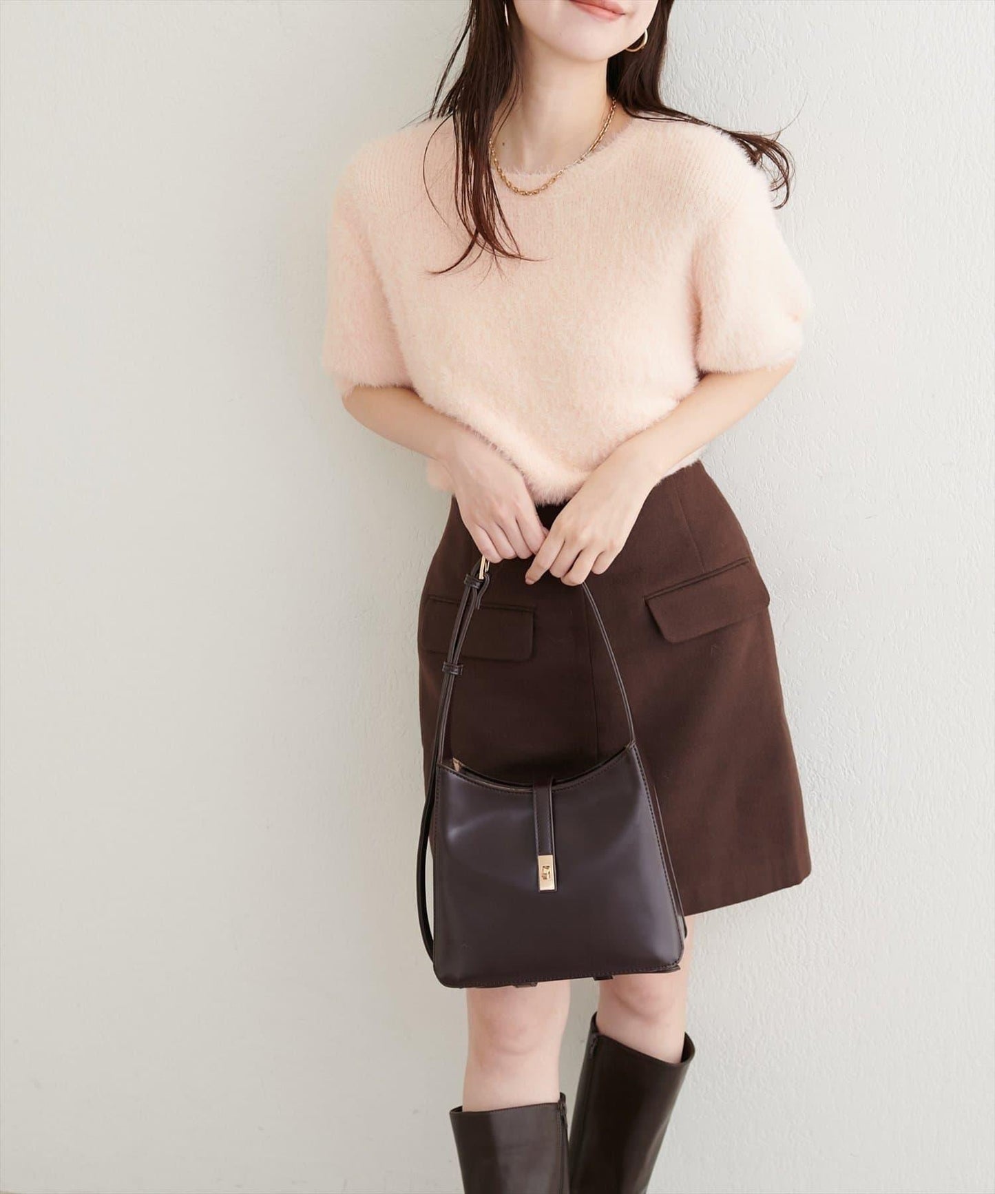 【natural couture】羽毛紗短袖針織套頭衫