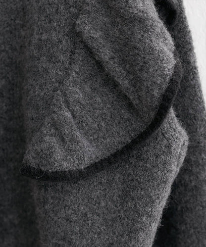 拼色荷葉邊針織開衫