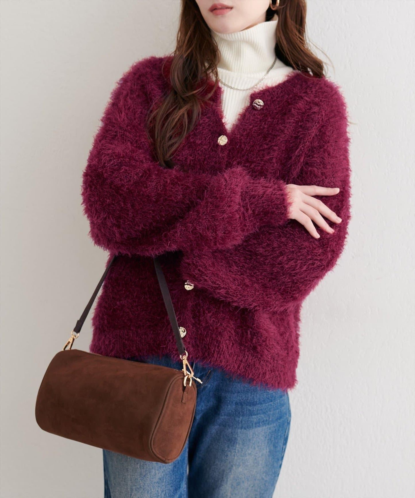 亮片羽毛船領針織套頭衫