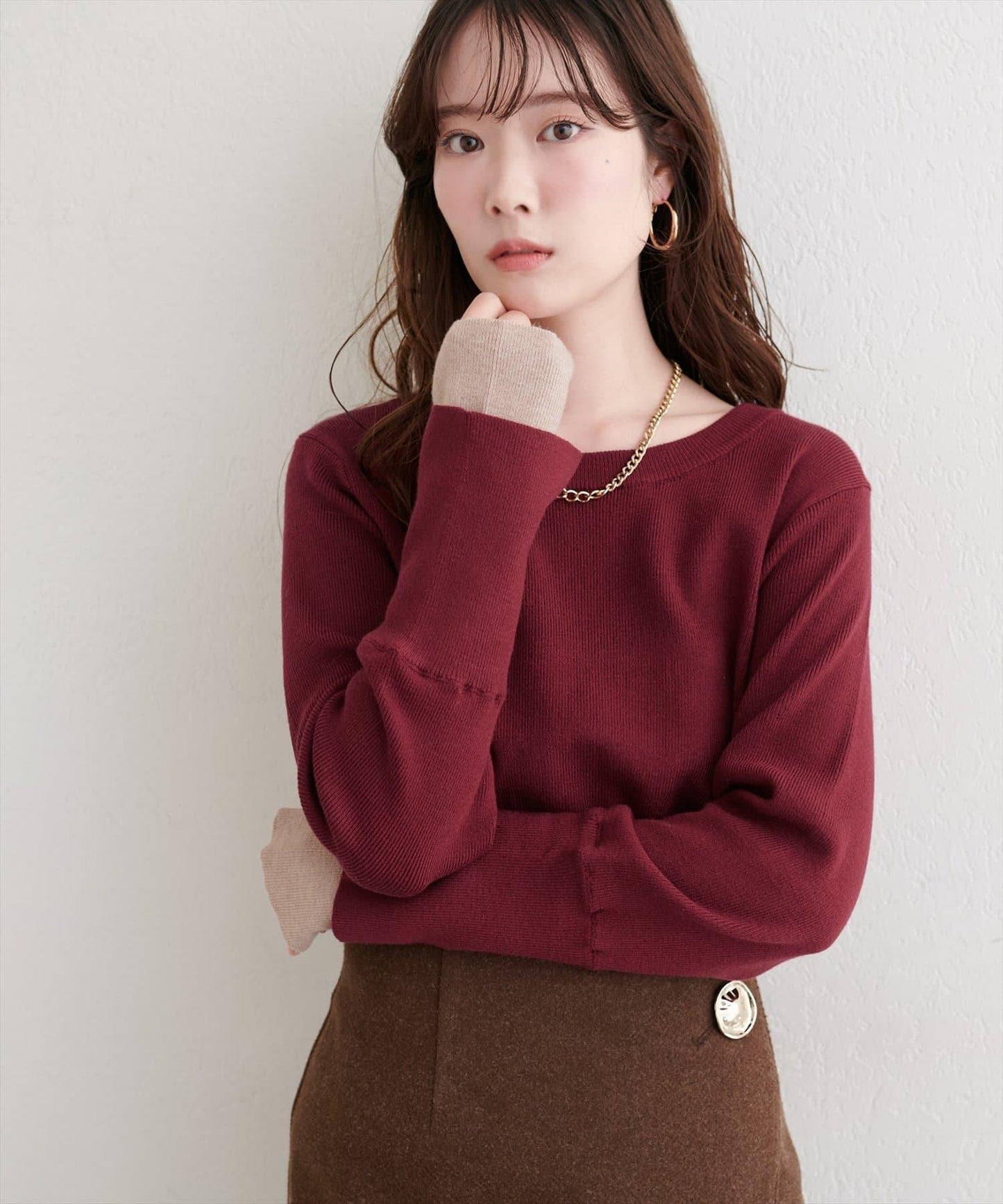 袖口拼接針織衫