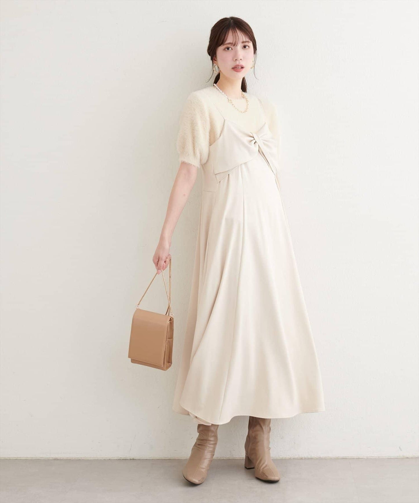 【natural couture】羽毛紗短袖針織套頭衫