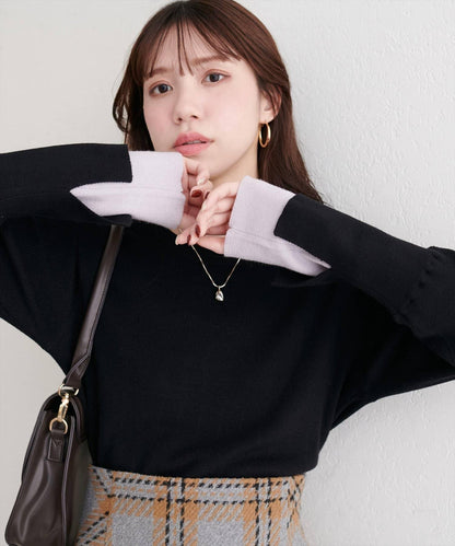 袖口拼接針織衫