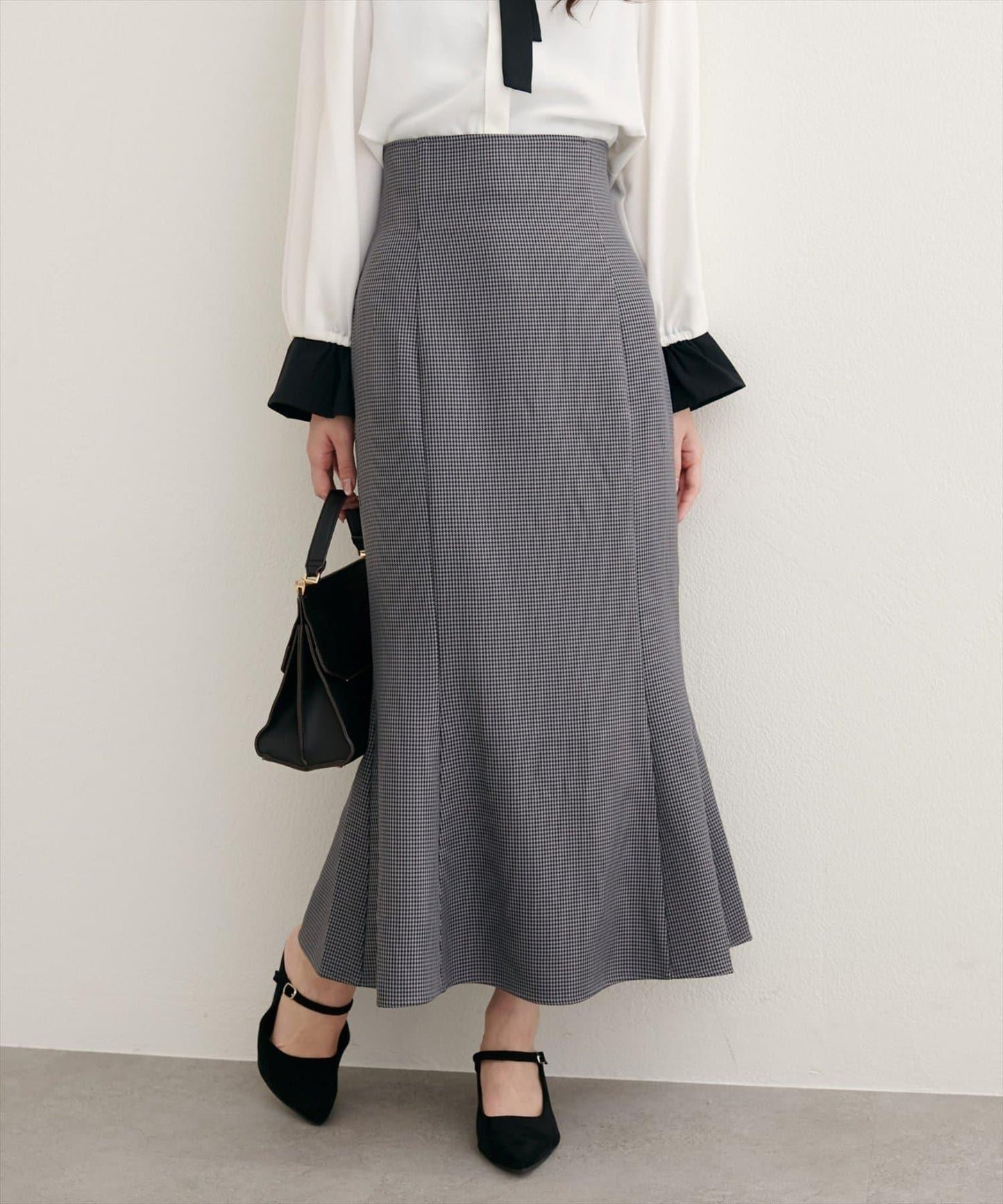 蕾絲繫帶高腰美人魚半身裙