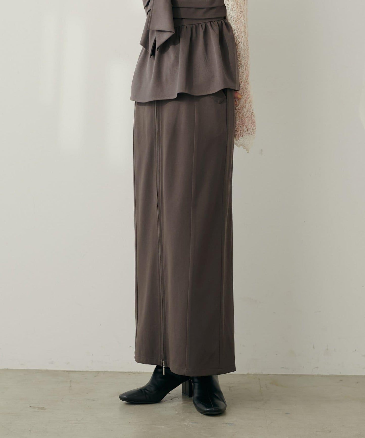 【natural couture】翻蓋口袋拉鍊半身裙