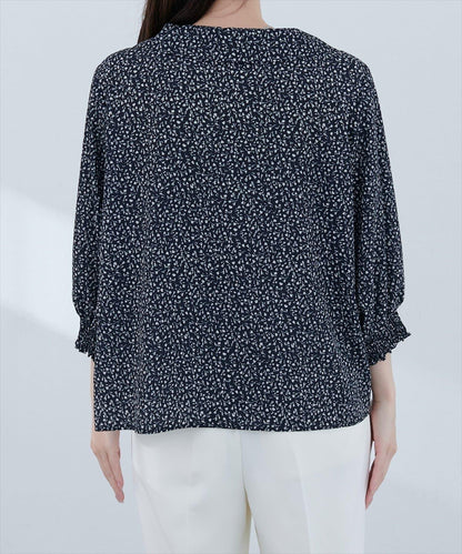 【natural couture】翻領袖口抽褶襯衫