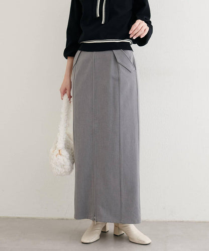 【natural couture】翻蓋口袋拉鍊半身裙