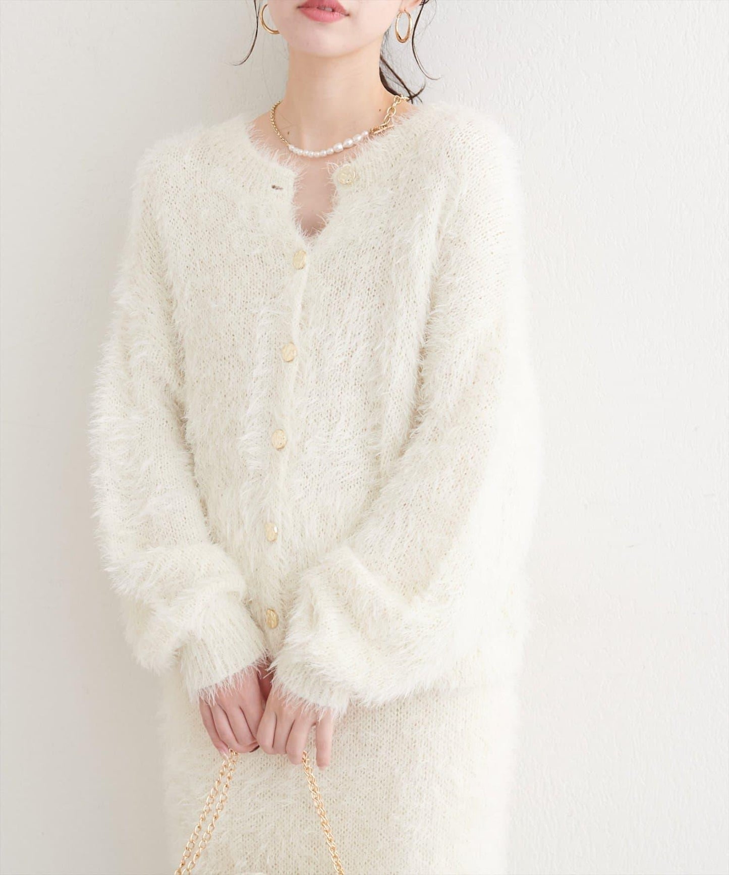 亮片羽毛船領針織套頭衫