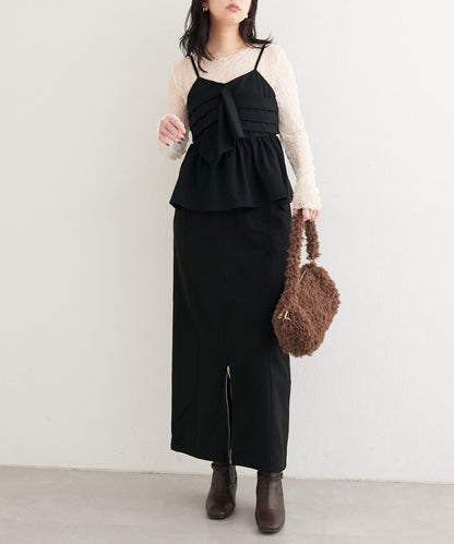 【natural couture】翻蓋口袋拉鍊半身裙