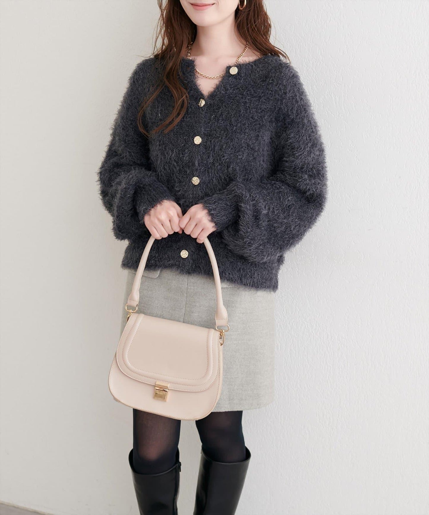 亮片羽毛船領針織套頭衫