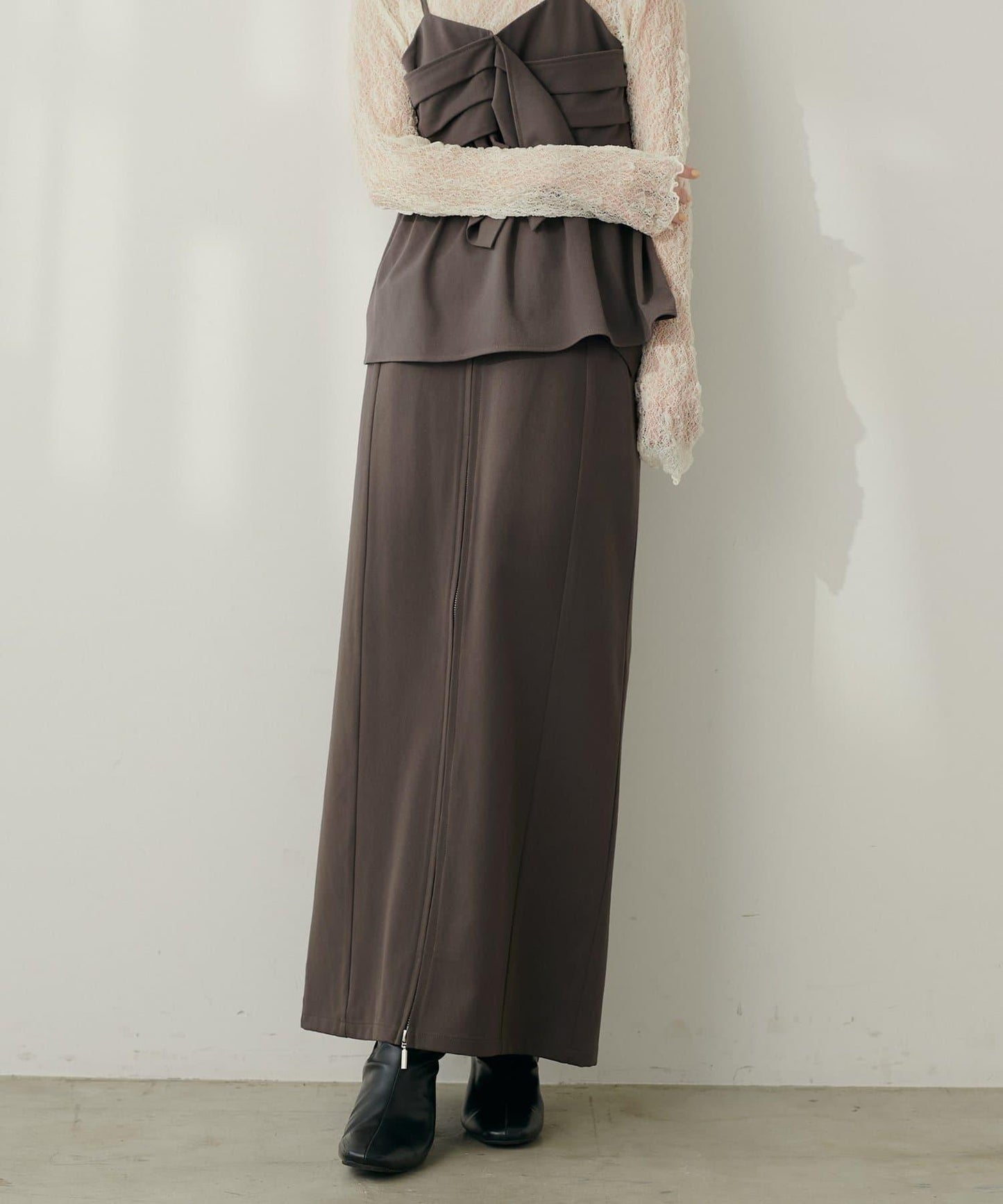 【natural couture】翻蓋口袋拉鍊半身裙