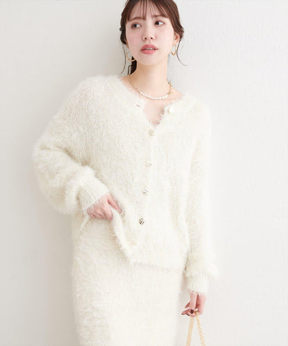 亮片羽毛船領針織套頭衫