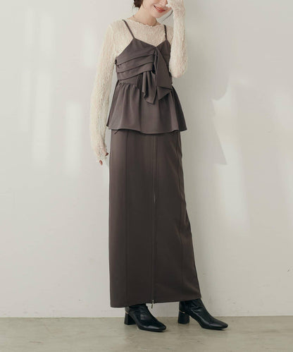 【natural couture】翻蓋口袋拉鍊半身裙