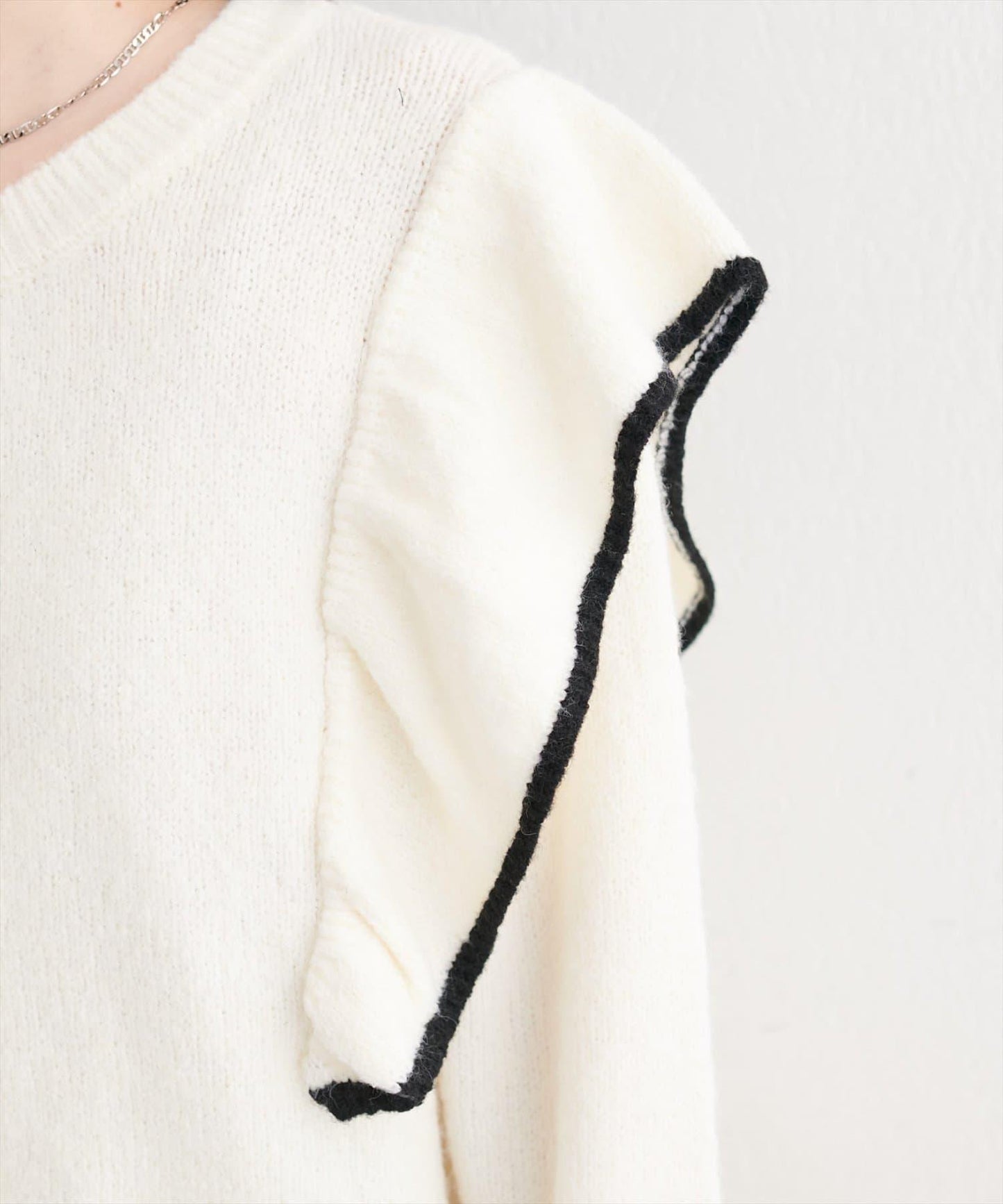 拼色荷葉邊針織開衫