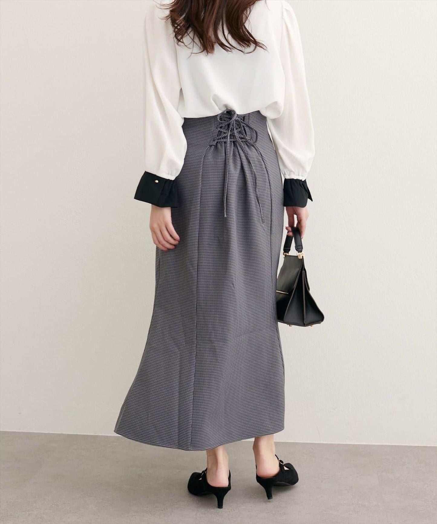 蕾絲繫帶高腰美人魚半身裙