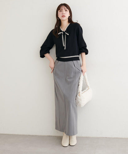 【natural couture】翻蓋口袋拉鍊半身裙