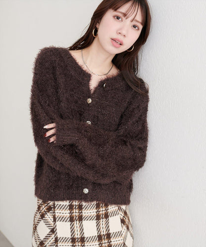 亮片羽毛船領針織套頭衫