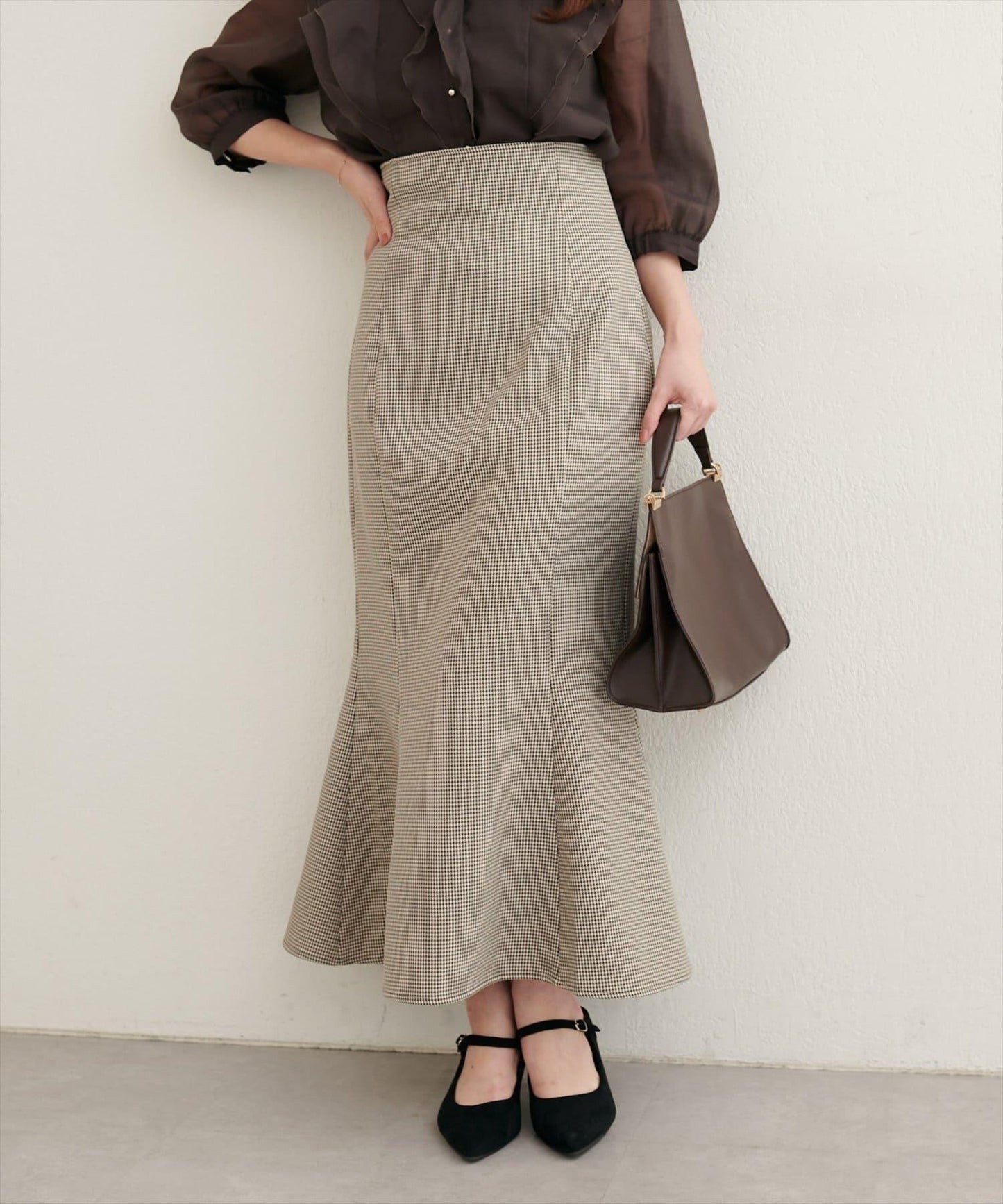 蕾絲繫帶高腰美人魚半身裙