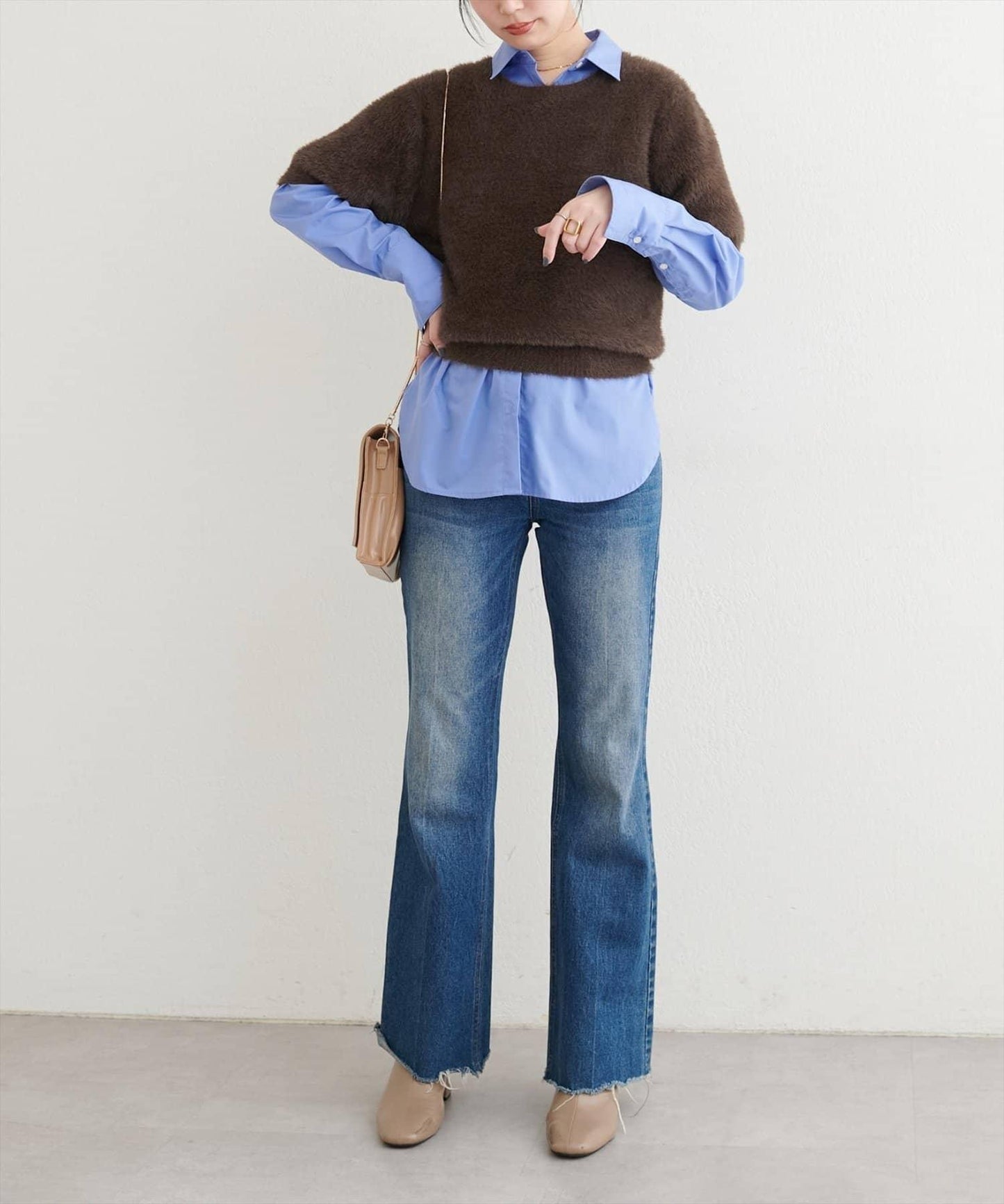 羽毛紗短袖針織套頭衫