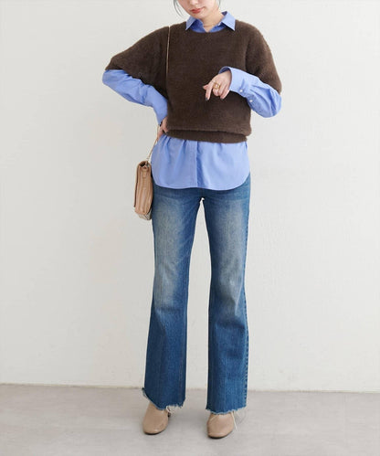 羽毛紗短袖針織套頭衫