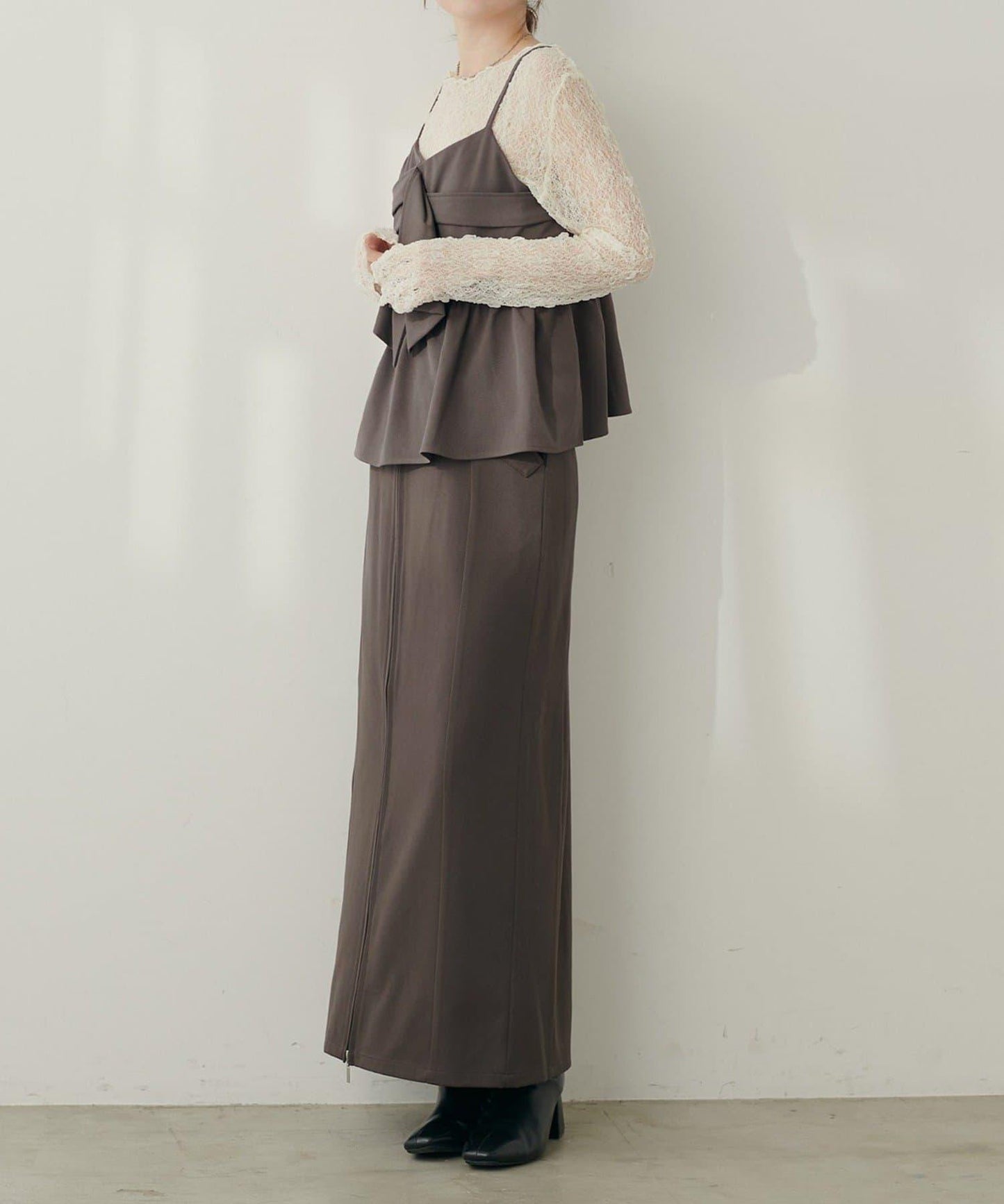 【natural couture】翻蓋口袋拉鍊半身裙