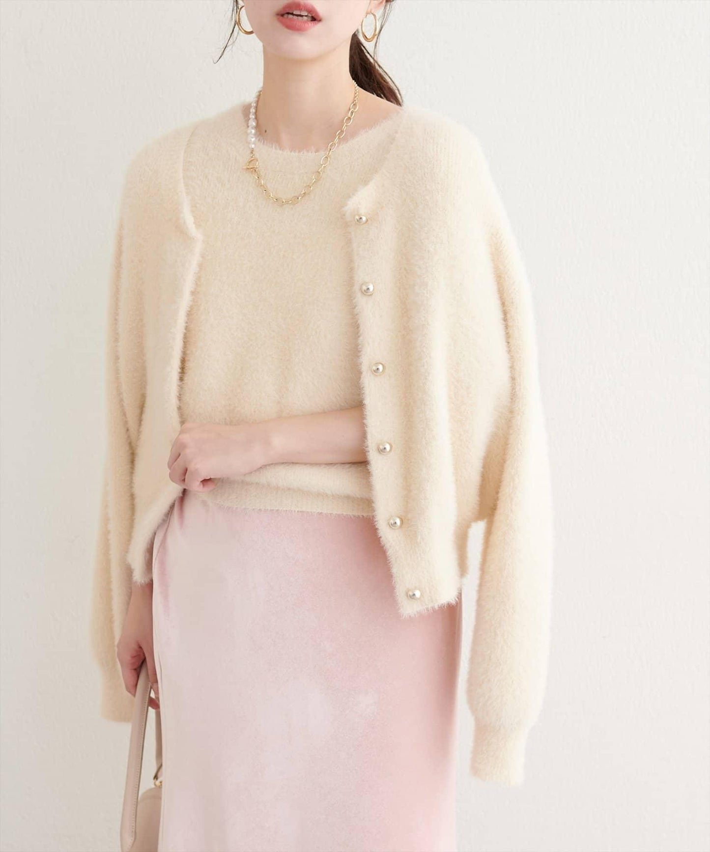 【natural couture】羽毛紗短袖針織套頭衫